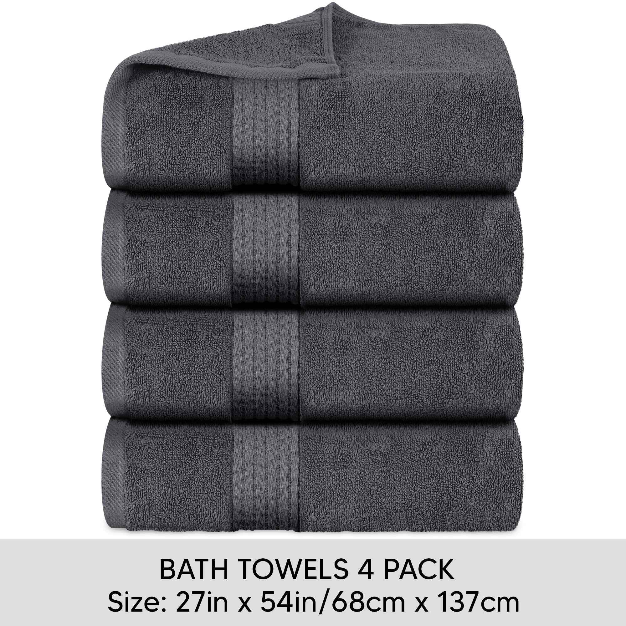 Calibrewise Bath Towels 4 Pack (White) – Quick Dry 100% Cotton Daily Use