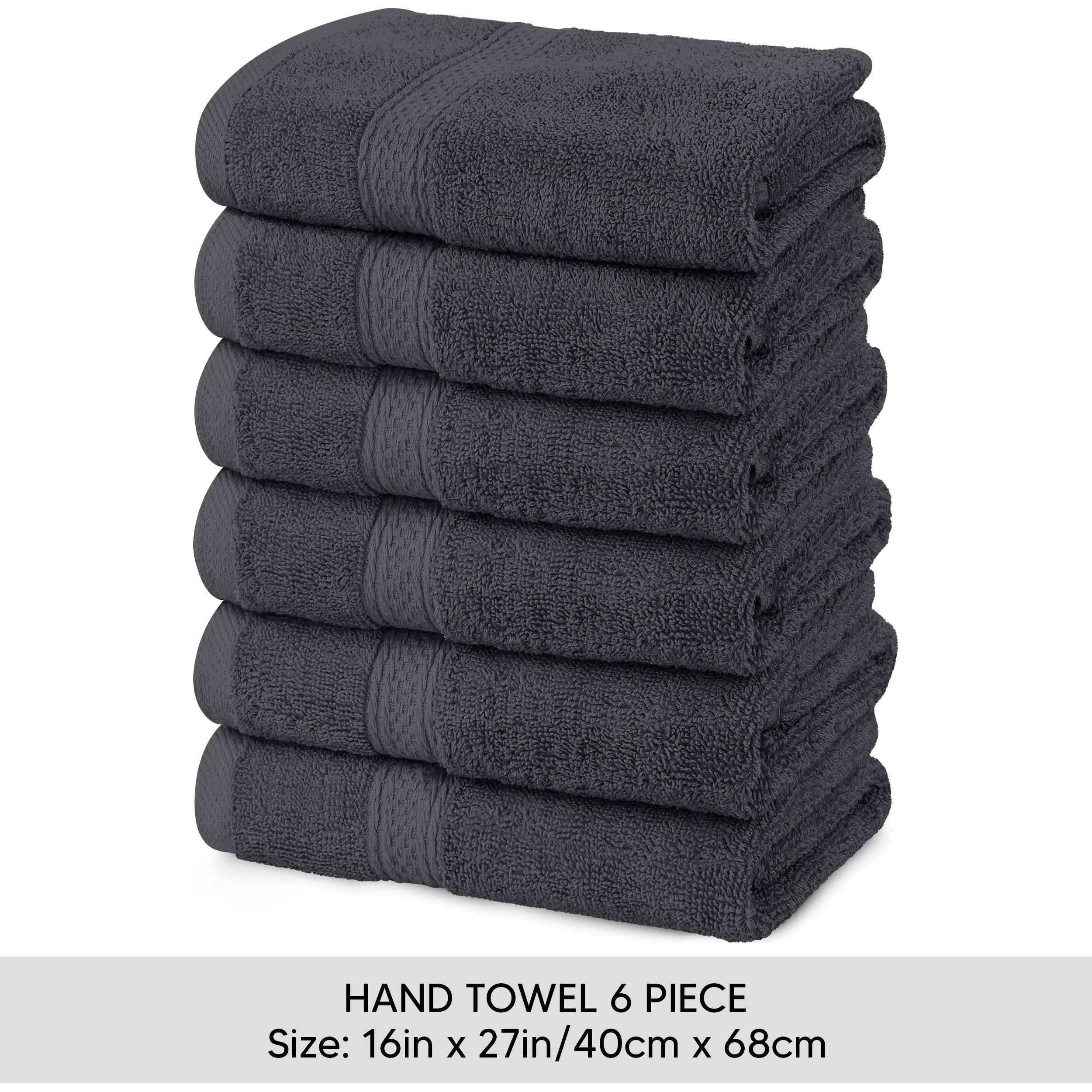 Calibrewise Hand Towels 6 Pack Premium Hand Towels Set, 16 by 28 inches, 100% Ring Spun Cotton, Ultra Soft and Highly Absorbent 600GSM Towels for Bathroom, Gym, Shower, Hotel, and Spa, Grey