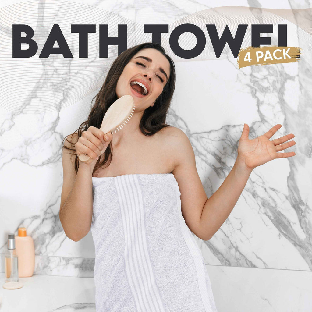 Calibrewise Bath Towels 4 Pack (White) – Quick Dry 100% Cotton Daily Use