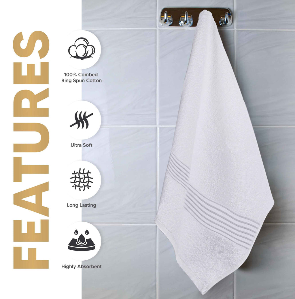 Calibrewise Bath Towels 4 Pack (White) – Quick Dry 100% Cotton Daily Use