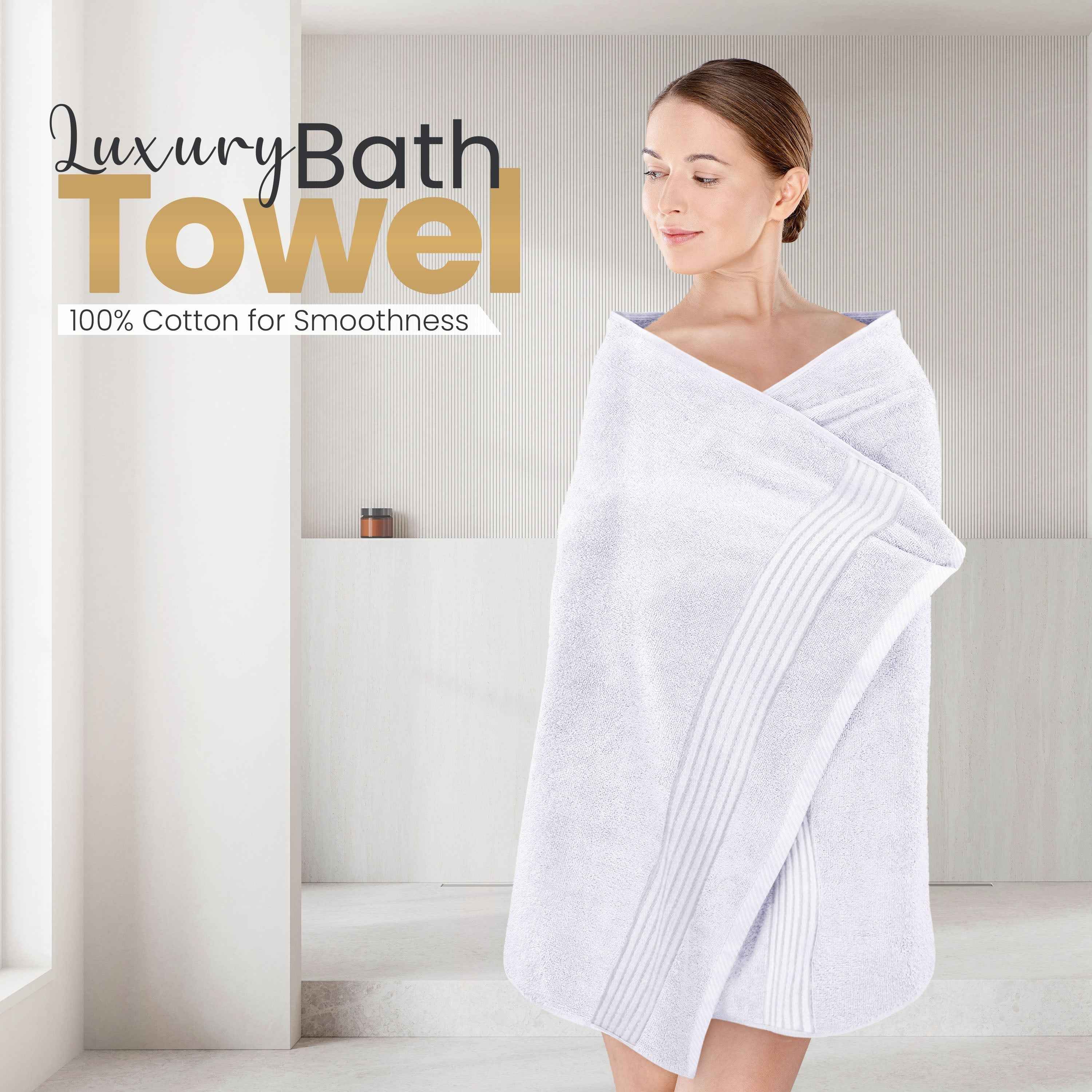 Calibrewise Bath Towels 4 Pack (White) – Quick Dry 100% Cotton Daily Use