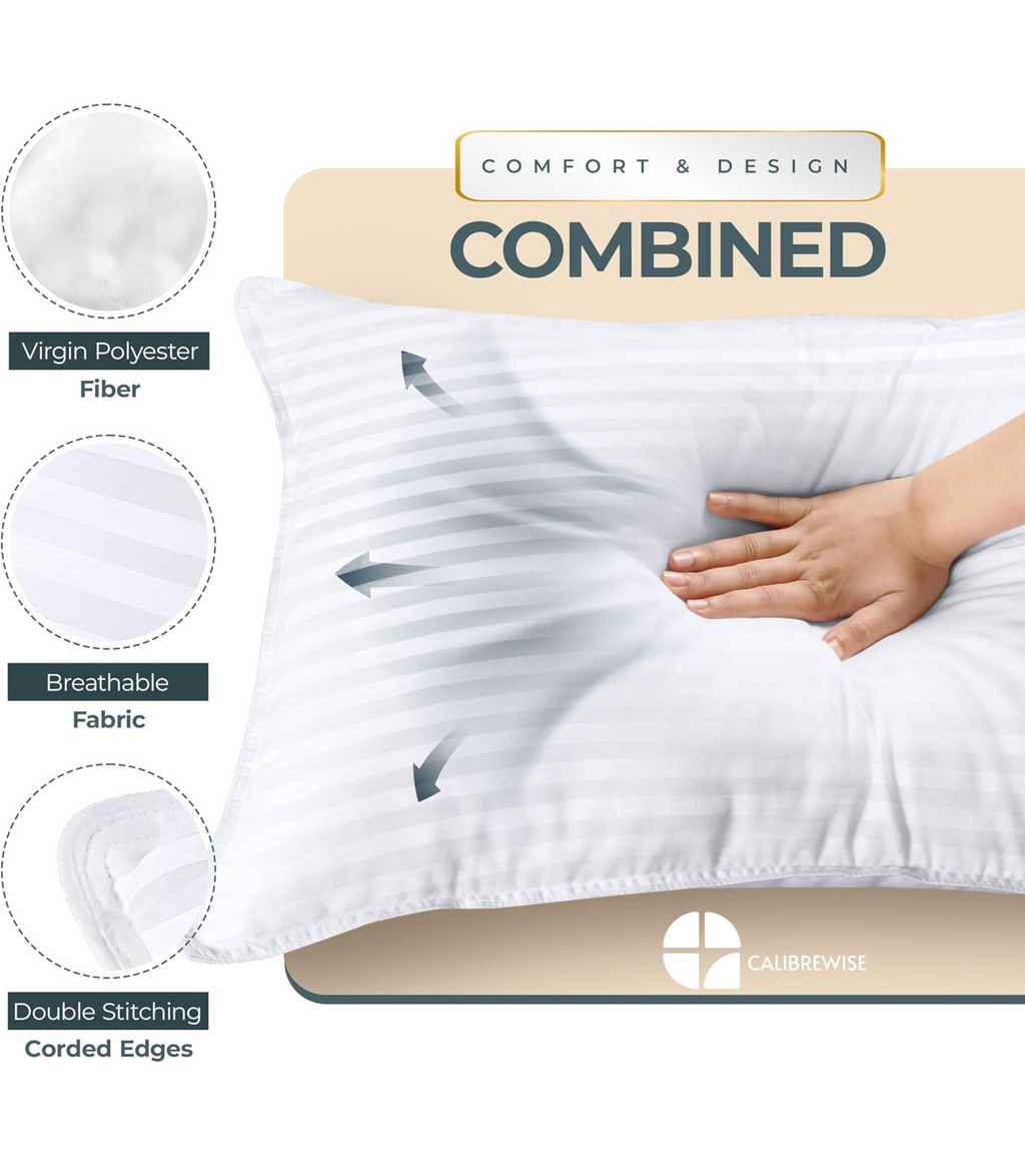 Calibrewise Bed Pillow (White) – Standard Size Soft Sleeping Pillow