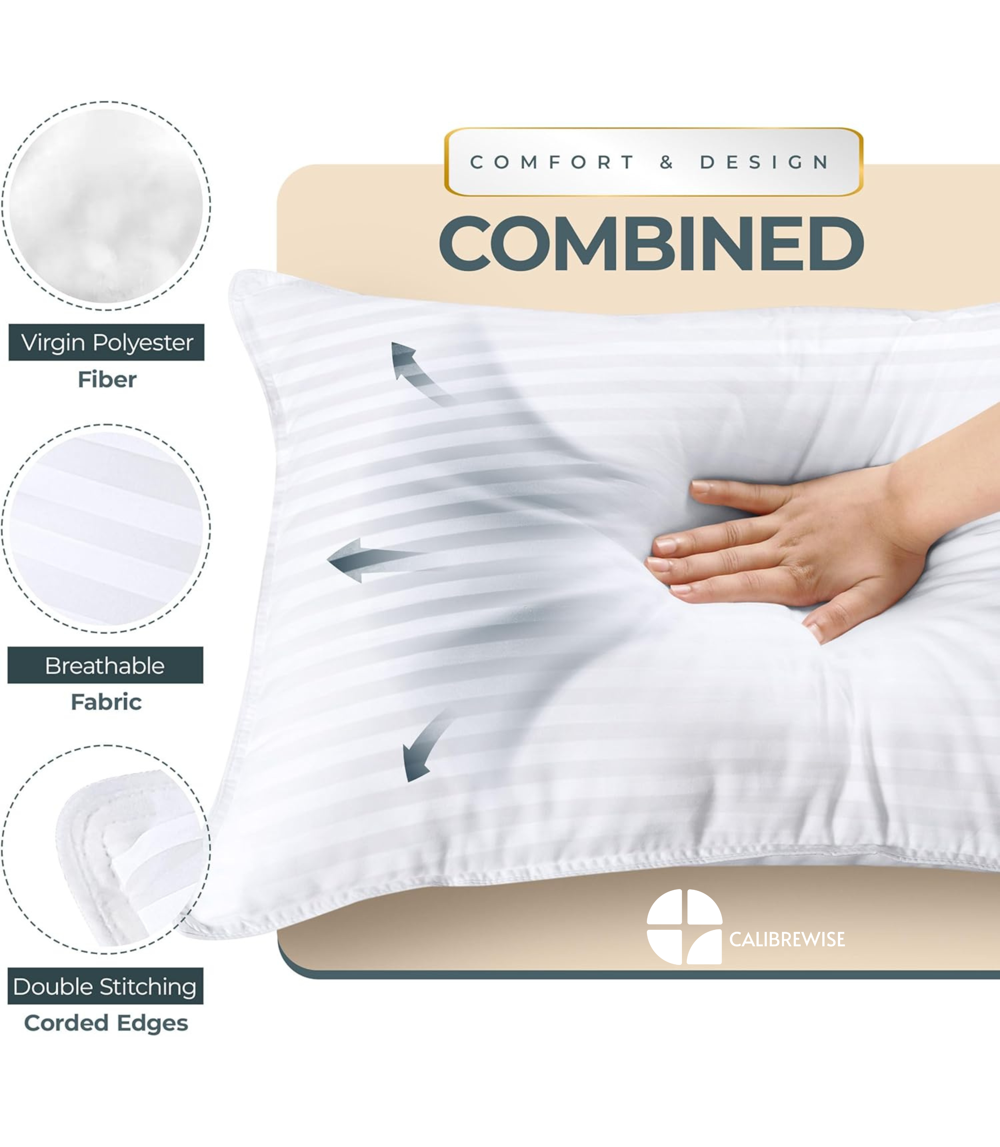 Calibrewise Bed Pillow (White) – Standard Size Soft Sleeping Pillow